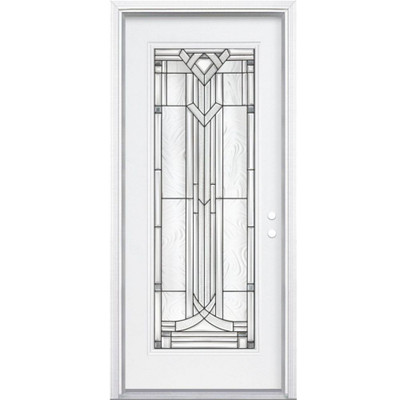 32 In. x 80 In. x 4 9/16 In. Chatham Antique Black Full Lite Left Hand Entry Door with Brickmould