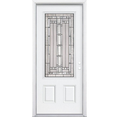 34 In. x 80 In. x 6 9/16 In. Elmhurst Antique Black 3/4 Lite Right Hand Entry Door with Brickmould