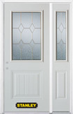 50 In. x 82 In. 1/2 Lite 1-Panel Pre-Finished White Steel Entry Door with Sidelite and Brickmould