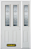 52 In. x 82 In. 2-Lite 2-Panel Pre-Finished White Steel Entry Door with Sidelite and Brickmould