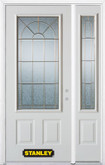 48 In. x 82 In. 3/4 Lite 2-Panel Pre-Finished White Steel Entry Door with Sidelite and Brickmould