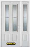 48 In. x 82 In. 2-Lite 2-Panel Pre-Finished White Steel Entry Door with Sidelite and Brickmould