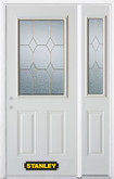52 In. x 82 In. 1/2 Lite 2-Panel Pre-Finished White Steel Entry Door with Sidelite and Brickmould