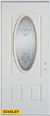 Traditional Oval Lite 2-Panel White 34 In. x 80 In. Steel Entry Door - Left Inswing