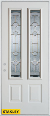 Traditional 2-Lite 2-Panel White 34 In. x 80 In. Steel Entry Door - Right Inswing