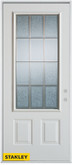 Geometric Glue Chip Zinc 3/4 Lite 2-Panel Pre-Finished White 32 In. x 80 In. Steel Entry Door - Left Inswing