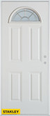 Geometric Fanlite 4-Panel White 34 In. x 80 In. Steel Entry Door - Left Inswing