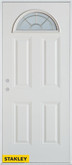Geometric Zinc Fanlite 4-Panel White 36 In. x 80 In. Steel Entry Door - Right Inswing