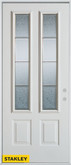 Geometric Glue Chip Zinc 2-Lite 2-Panel Pre-Finished White 32 In. x 80 In. Steel Entry Door - Left Inswing