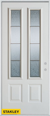 Geometric Glue Chip 2-Lite 2-Panel Pre-Finished White 36 In. x 80 In. Steel Entry Door - Left Inswing