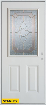 Traditional 1/2 Lite 2-Panel White 36 In. x 80 In. Steel Entry Door - Left Inswing