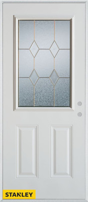 Geometric Zinc 1/2 Lite 2-Panel White 36 In. x 80 In. Steel Entry Door - Left Inswing
