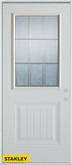 Geometric Glue Chip 1/2 Lite 1-Panel Pre-Finished White 34 In. x 80 In. Steel Entry Door - Left Inswing