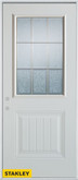 Geometric Glue Chip Zinc 1/2 Lite 1-Panel Pre-Finished White 34 In. x 80 In. Steel Entry Door - Right Inswing