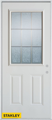 Geometric Glue Chip Zinc 1/2 Lite 2-Panel Pre-Finished White 34 In. x 80 In. Steel Entry Door - Left Inswing