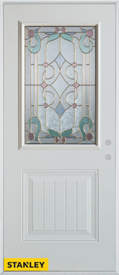 Art Deco Patina 1/2 Lite 1-Panel White 36 In. x 80 In. Steel Entry Door - Left Inswing