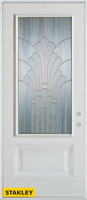 Art Deco 3/4 Lite 1-Panel White 32 In. x 80 In. Steel Entry Door - Left Inswing