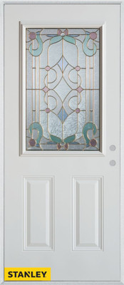 Art Deco Patina 1/2 Lite 2-Panel White 34 In. x 80 In. Steel Entry Door - Left Inswing