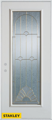 Art Deco Full Lite White 36 In. x 80 In. Steel Entry Door - Right Inswing