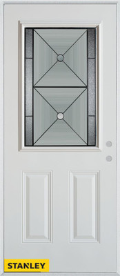Bellochio Patina 1/2 Lite 2-Panel White 34 In. x 80 In. Steel Entry Door - Left Inswing