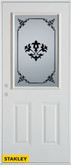 Silkscreened 1/2 Lite 2-Panel White 36 In. x 80 In. Steel Entry Door - Right Inswing
