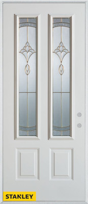 Traditional 2-Lite 2-Panel White 36 In. x 80 In. Steel Entry Door - Left Inswing