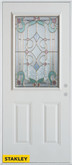 Art Deco 1/2 Lite 2-Panel White 34 In. x 80 In. Steel Entry Door - Left Inswing