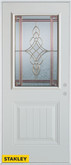 Art Deco 1/2 Lite 1-Panel White 34 In. x 80 In. Steel Entry Door - Left Inswing