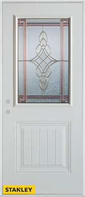 Art Deco Patina 1/2 Lite 1-Panel White 34 In. x 80 In. Steel Entry Door - Right Inswing