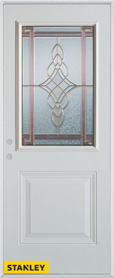 Art Deco 1/2 Lite 1-Panel White 36 In. x 80 In. Steel Entry Door - Right Inswing