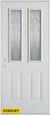 Art Deco Zinc 2-Lite 2-Panel White 32 In. x 80 In. Steel Entry Door - Right Inswing