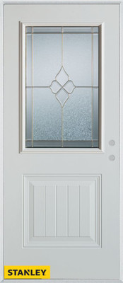Geometric Zinc 1/2 Lite 1-Panel White 32 In. x 80 In. Steel Entry Door - Left Inswing