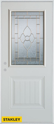 Traditional 1/2 Lite 1-Panel White 34 In. x 80 In. Steel Entry Door - Right Inswing