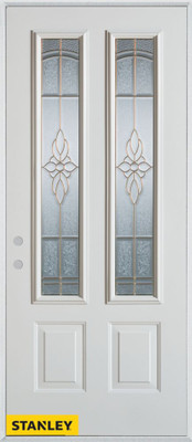 Traditional Zinc 2-Lite 2-Panel White 36 In. x 80 In. Steel Entry Door - Right Inswing