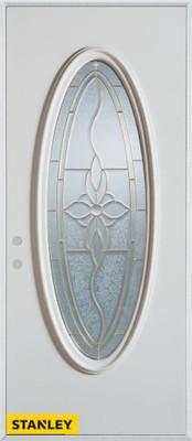 Traditional Patina Oval Lite White 32 In. x 80 In. Steel Entry Door - Right Inswing