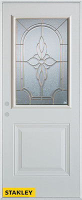 Traditional Patina 1/2 Lite 1-Panel White 36 In. x 80 In. Steel Entry Door - Right Inswing
