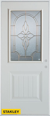 Traditional Zinc 1/2 Lite 1-Panel White 32 In. x 80 In. Steel Entry Door - Left Inswing