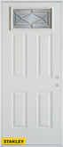 Art Deco Zinc Rectangular Lite 4-Panel White 32 In. x 80 In. Steel Entry Door - Left Inswing