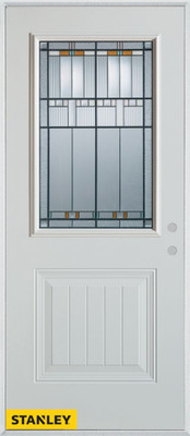 Architectural Patina 1/2 Lite 1-Panel White 34 In. x 80 In. Steel Entry Door - Left Inswing
