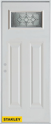 Neo-Deco Zinc Rectangular Lite 2-Panel White 34 In. x 80 In. Steel Entry Door - Right Inswing