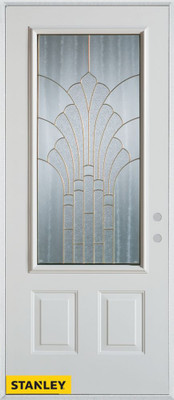 Art Deco Zinc 3/4 Lite 2-Panel White 36 In. x 80 In. Steel Entry Door - Left Inswing