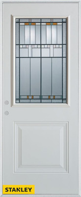 Architectural Patina 1/2 lite 1-Panel White 34 In. x 80 In. Steel Entry Door - Right Inswing