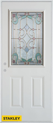 Art Deco 1/2 Lite 2-Panel White 36 In. x 80 In. Steel Entry Door - Right Inswing