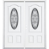 72"x80"x6 9/16" Providence Antique Black 3/4 Oval Lite Right Hand Entry Door with Brickmould