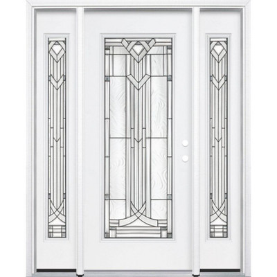 65"x80"x4 9/16" Chatham Antique Black Full Lite Left Hand Entry Door with Brickmould