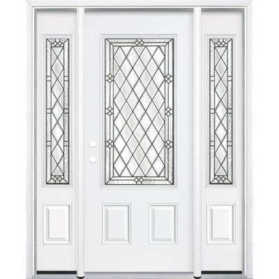 65"x80"x6 9/16" Halifax Antique Black 3/4 Lite Right Hand Entry Door with Brickmould
