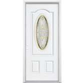 36 In. x 80 In. x 4 9/16 In. Providence Brass 3/4 Oval Lite Right Hand Entry Door with Brickmould