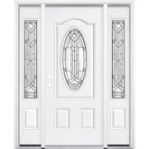65"x80"x6 9/16" Chatham Antique Black 3/4 Oval Lite Right Hand Entry Door with Brickmould
