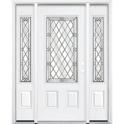 65"x80"x4 9/16" Halifax Antique Black 3/4 Lite Left Hand Entry Door with Brickmould