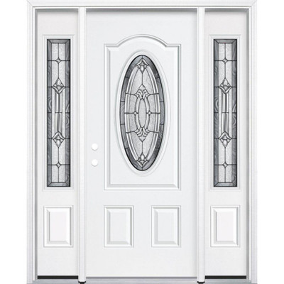 69"x80"x6 9/16" Providence Antique Black 3/4 Oval Lite Left Hand Entry Door with Brickmould